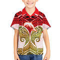 Personalized Dolphins Kid Hawaiian Shirt Polynesian Tribal Pattern Style