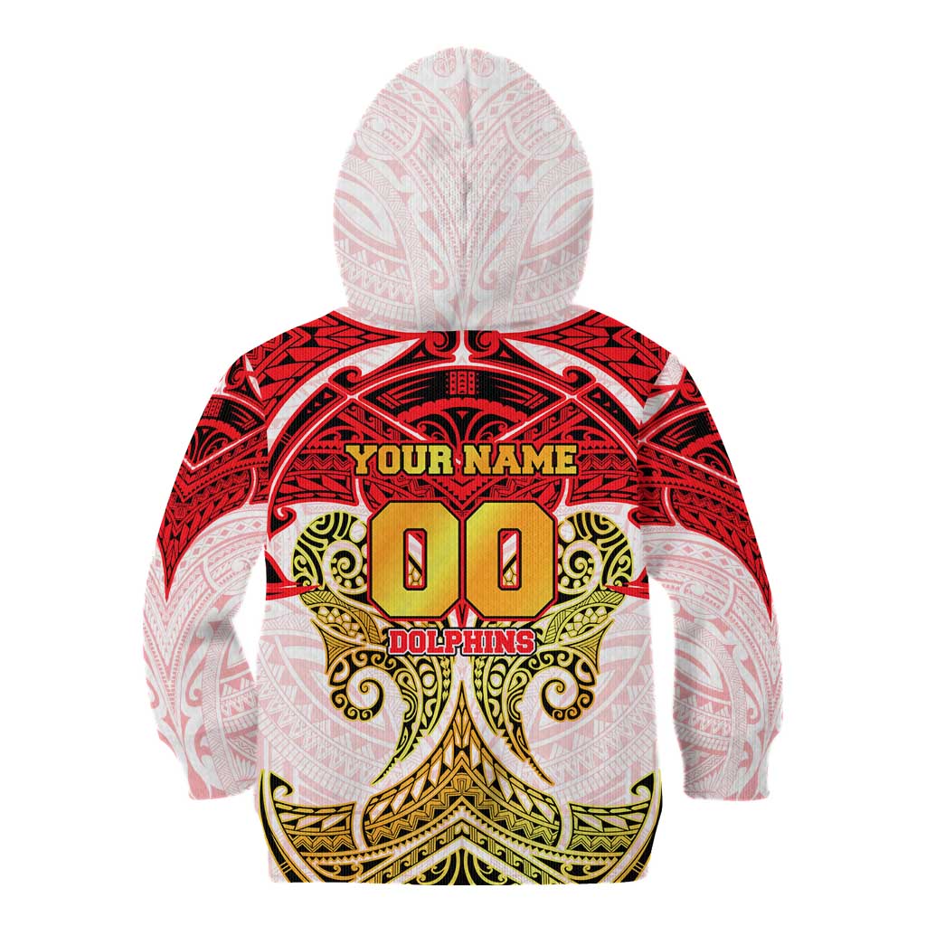Personalized Dolphins Kid Hoodie Polynesian Tribal Pattern Style
