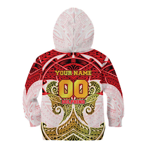 Personalized Dolphins Kid Hoodie Polynesian Tribal Pattern Style