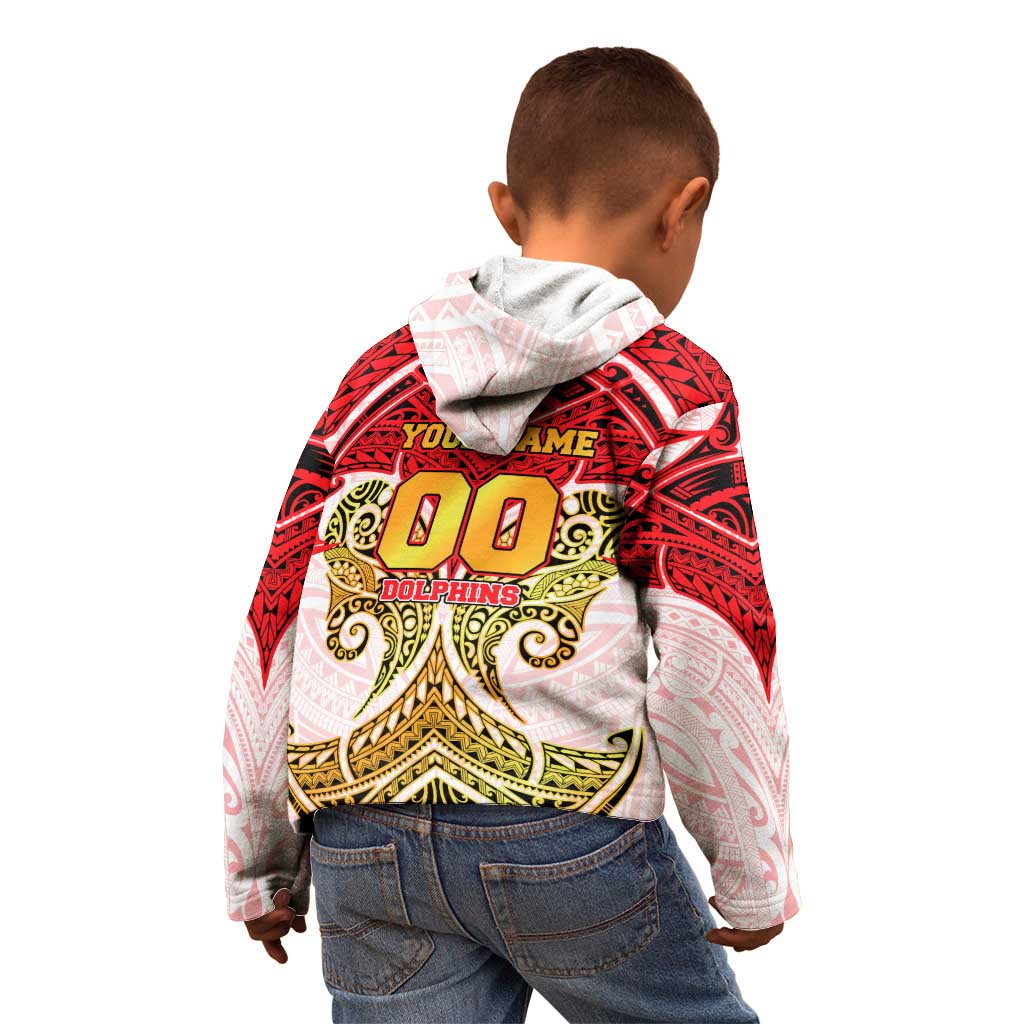 Personalized Dolphins Kid Hoodie Polynesian Tribal Pattern Style