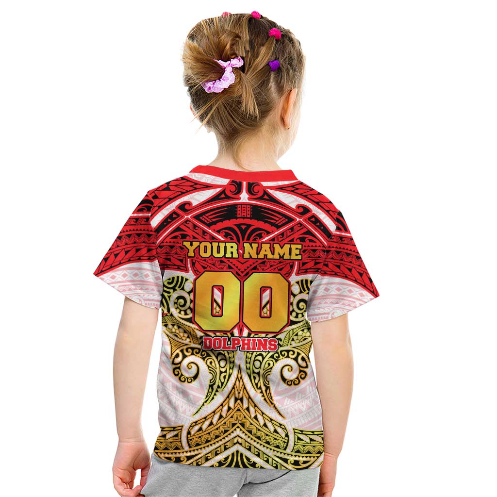 Personalized Dolphins Kid T Shirt Polynesian Tribal Pattern Style