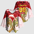 Personalized Dolphins Kimono Sleeve Blouse Polynesian Tribal Pattern Style