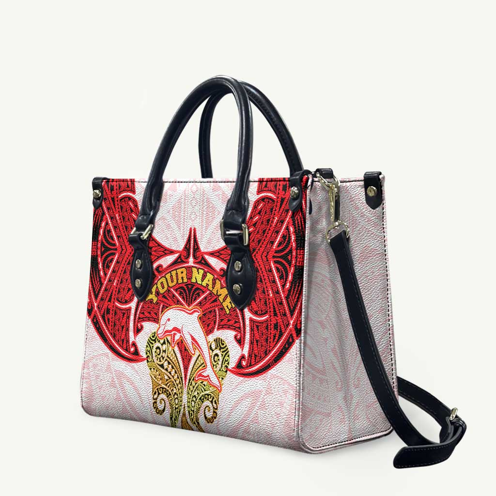 Personalized Dolphins Leather Bag Polynesian Tribal Pattern Style