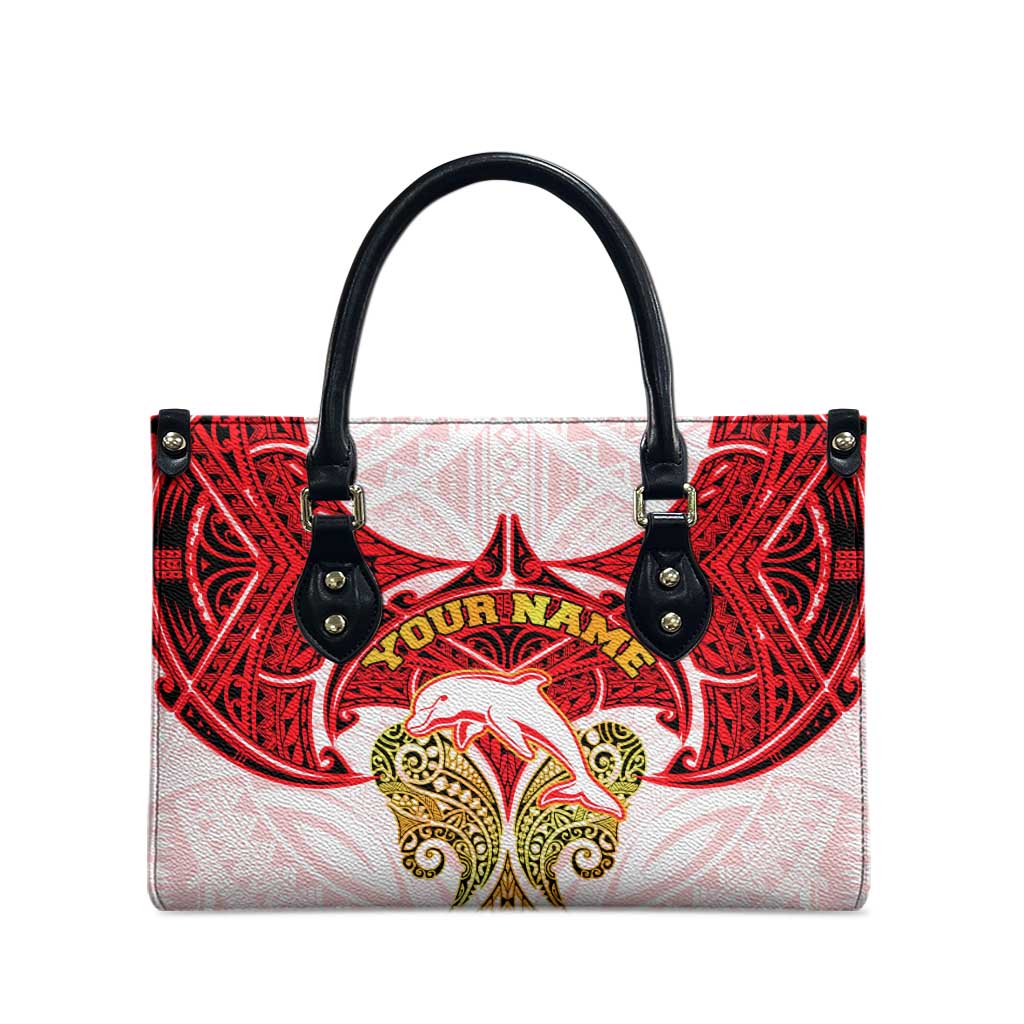 Personalized Dolphins Leather Bag Polynesian Tribal Pattern Style