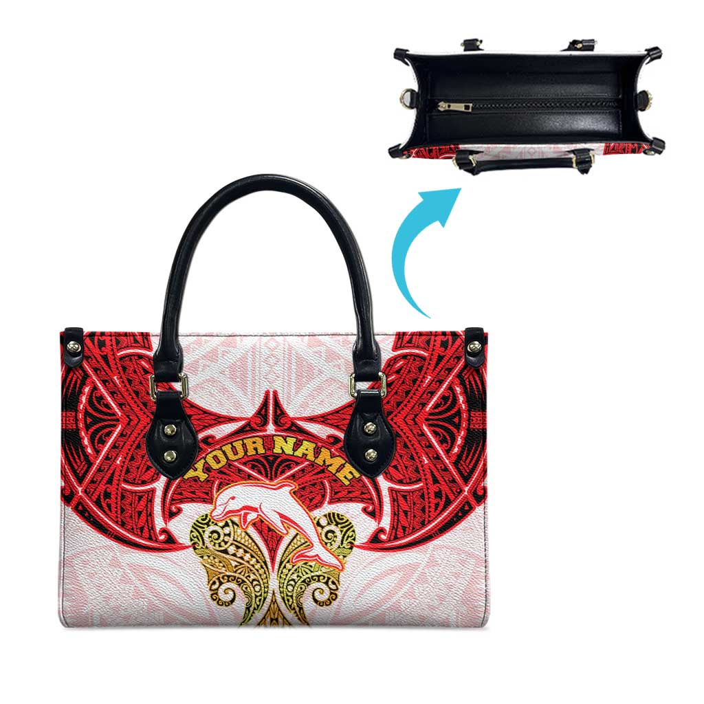 Personalized Dolphins Leather Bag Polynesian Tribal Pattern Style