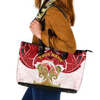 Personalized Dolphins Leather Tote Bag Polynesian Tribal Pattern Style
