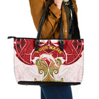 Personalized Dolphins Leather Tote Bag Polynesian Tribal Pattern Style