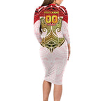 Personalized Dolphins Long Sleeve Bodycon Dress Polynesian Tribal Pattern Style