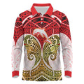 Personalized Dolphins Long Sleeve Polo Shirt Polynesian Tribal Pattern Style