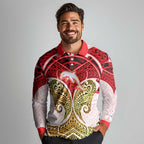 Personalized Dolphins Long Sleeve Polo Shirt Polynesian Tribal Pattern Style