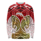 Personalized Dolphins Long Sleeve Shirt Polynesian Tribal Pattern Style