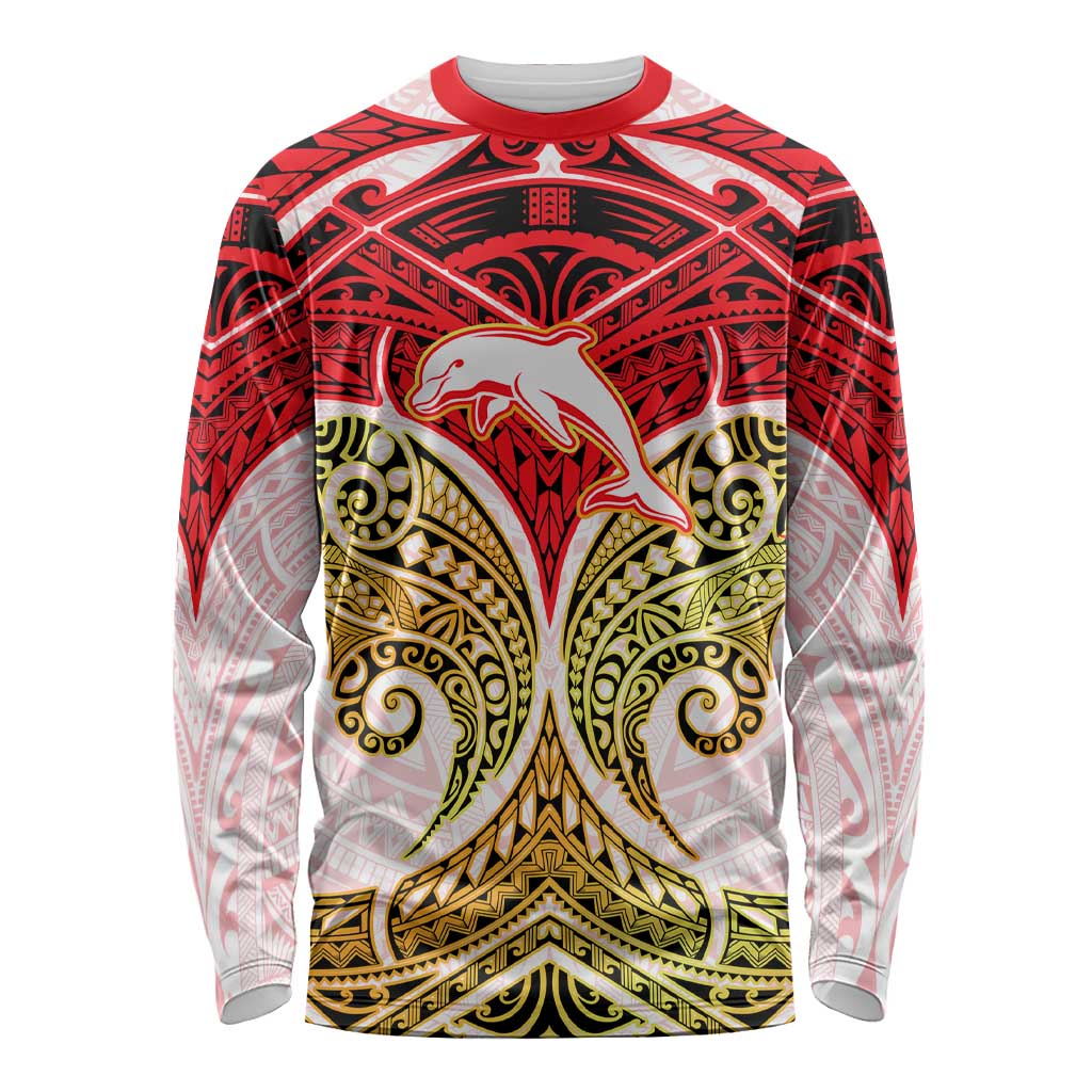 Personalized Dolphins Long Sleeve Shirt Polynesian Tribal Pattern Style