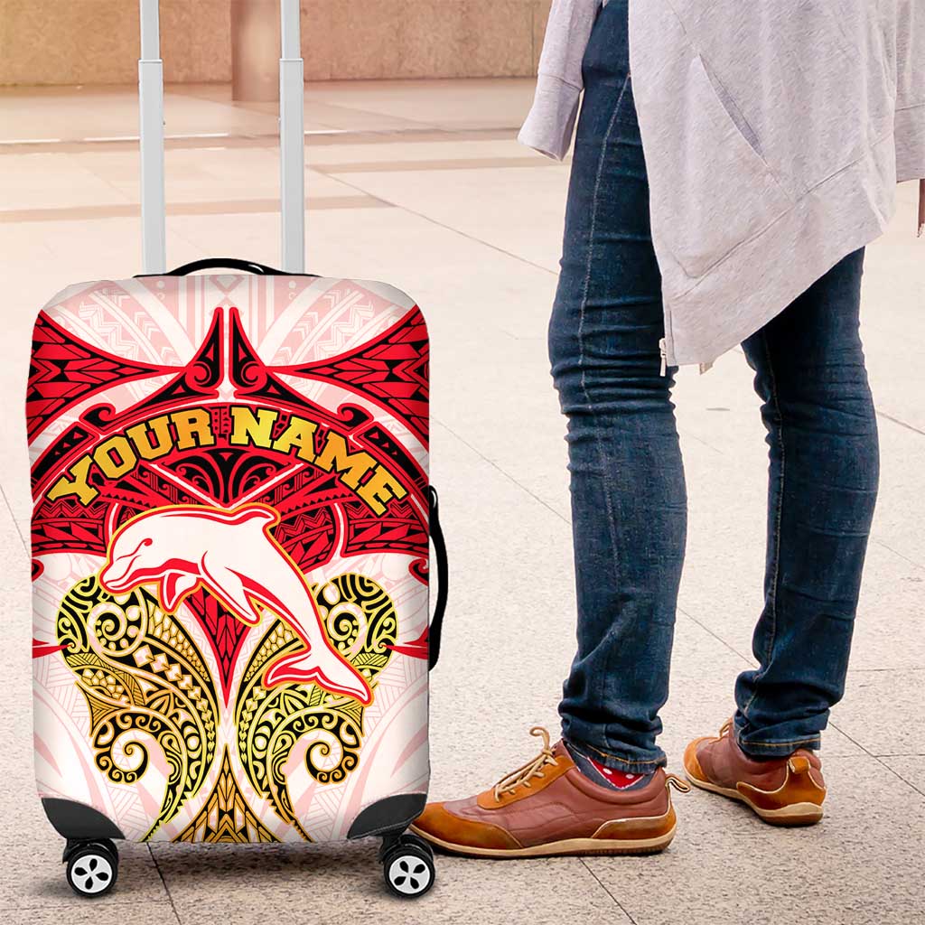 Personalized Dolphins Luggage Cover Polynesian Tribal Pattern Style