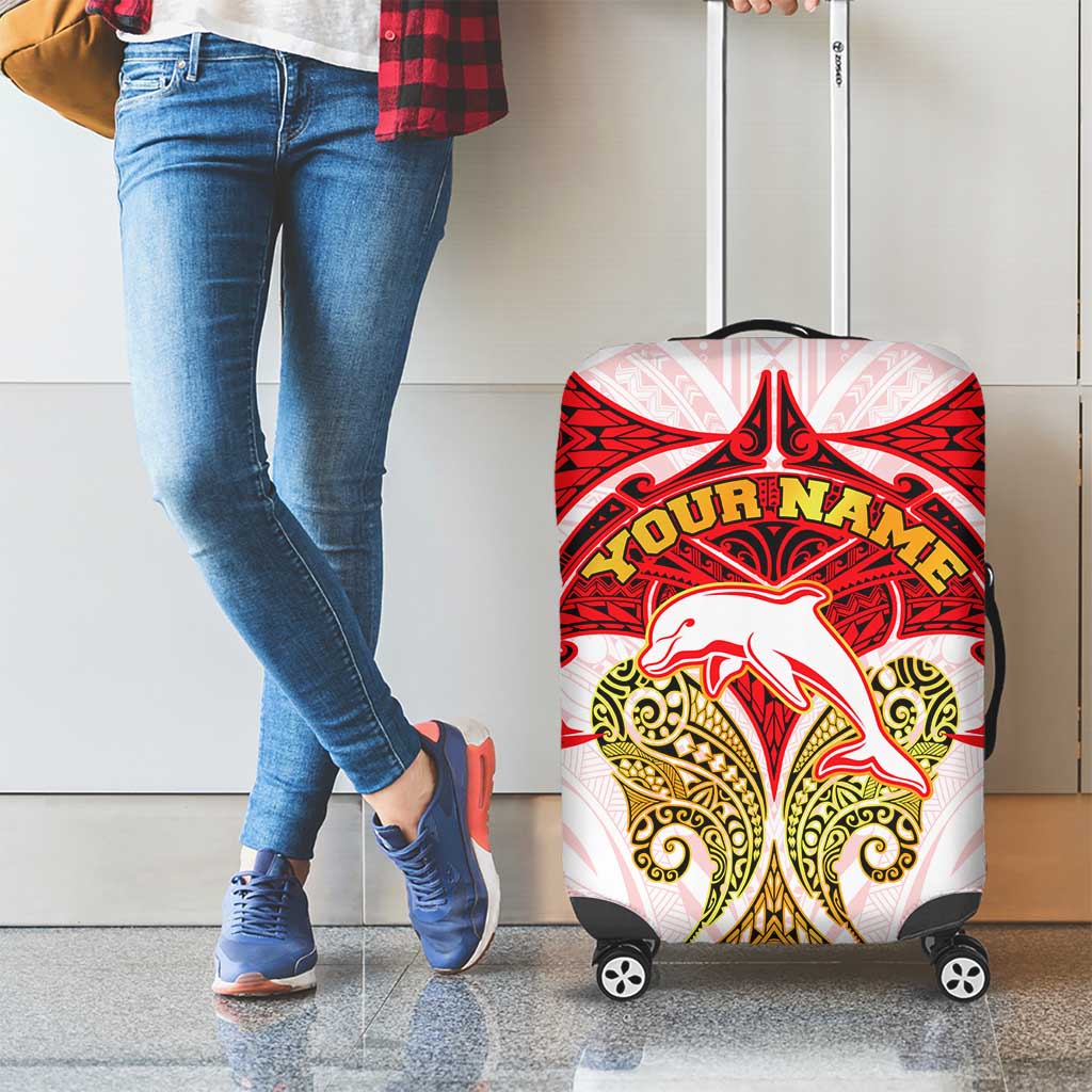 Personalized Dolphins Luggage Cover Polynesian Tribal Pattern Style