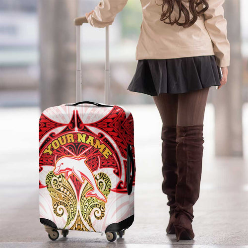 Personalized Dolphins Luggage Cover Polynesian Tribal Pattern Style