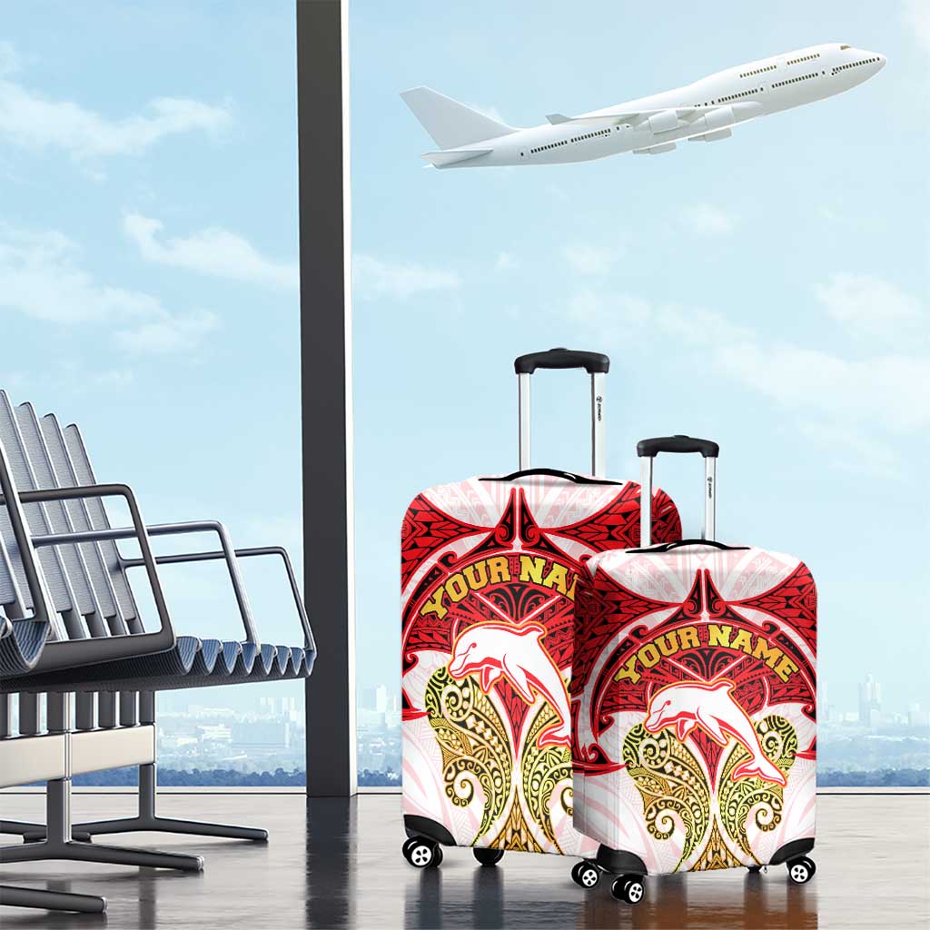 Personalized Dolphins Luggage Cover Polynesian Tribal Pattern Style
