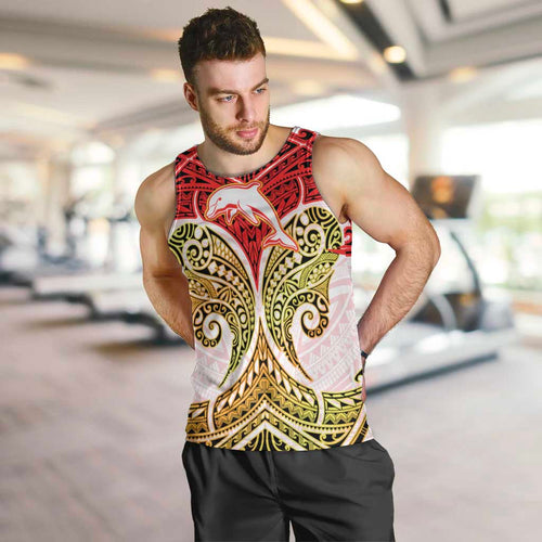 Personalized Dolphins Men Tank Top Polynesian Tribal Pattern Style