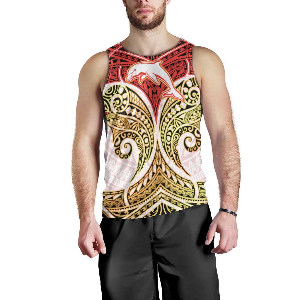 Personalized Dolphins Men Tank Top Polynesian Tribal Pattern Style