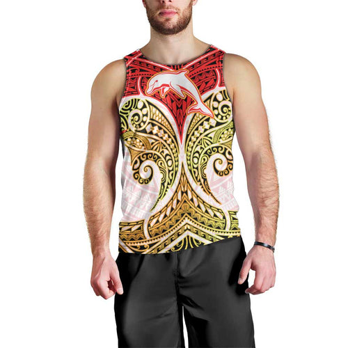 Personalized Dolphins Men Tank Top Polynesian Tribal Pattern Style