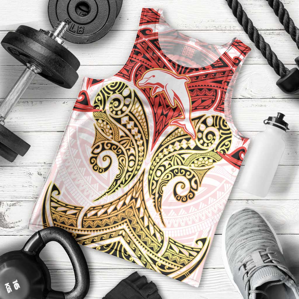 Personalized Dolphins Men Tank Top Polynesian Tribal Pattern Style