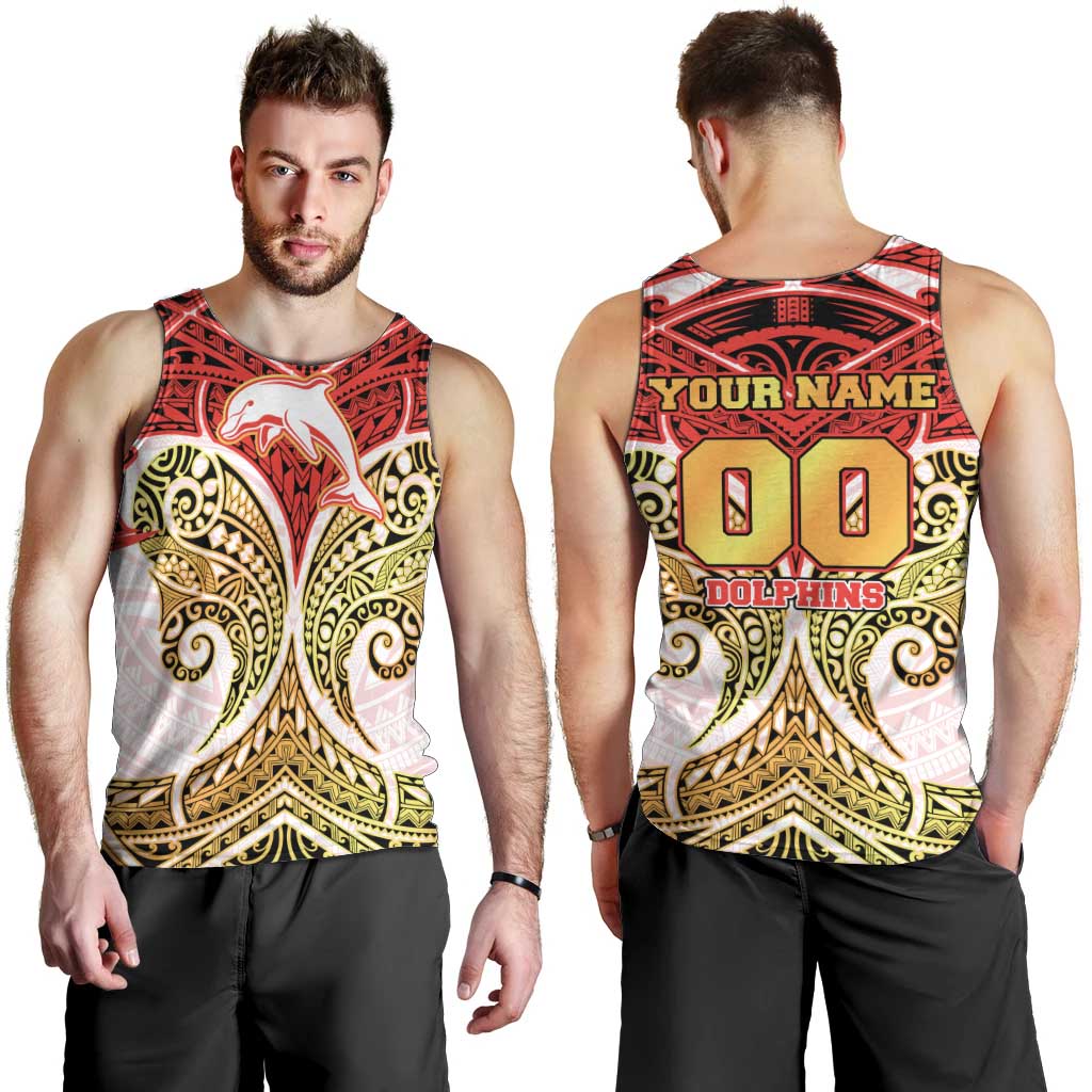 Personalized Dolphins Men Tank Top Polynesian Tribal Pattern Style