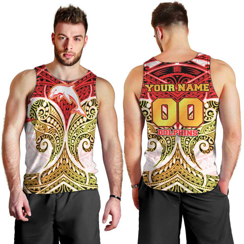 Personalized Dolphins Men Tank Top Polynesian Tribal Pattern Style