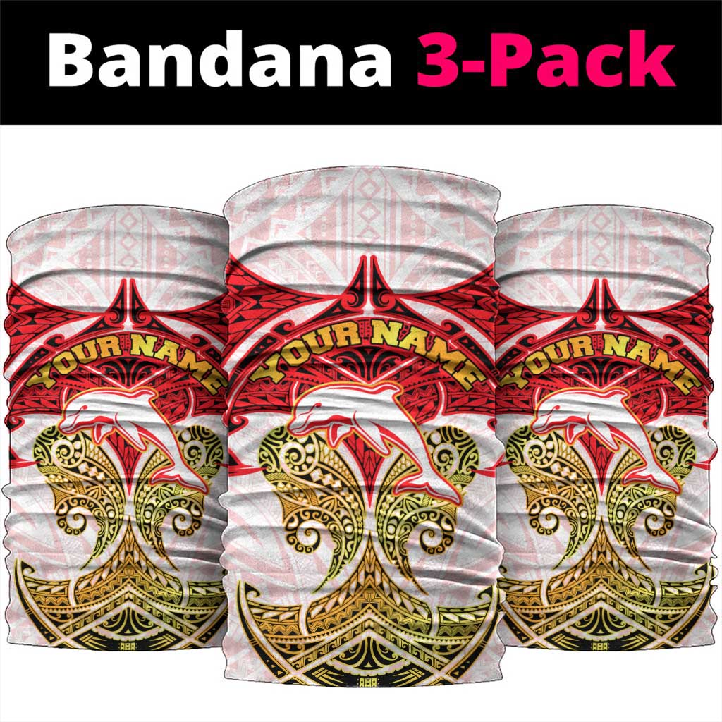 Personalized Dolphins Neck Gaiter Polynesian Tribal Pattern Style