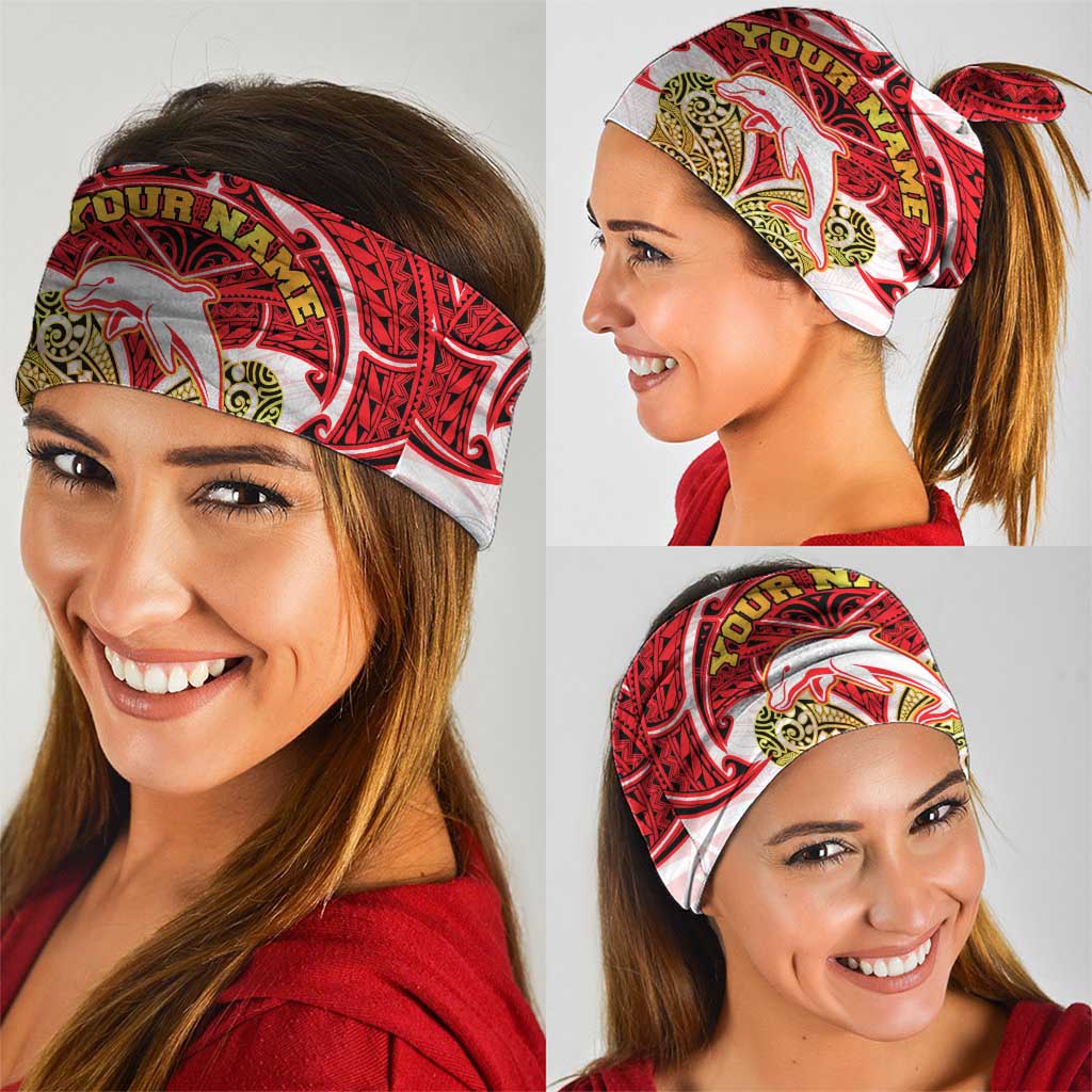 Personalized Dolphins Neck Gaiter Polynesian Tribal Pattern Style