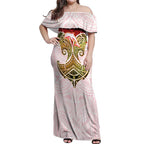 Personalized Dolphins Off Shoulder Maxi Dress Polynesian Tribal Pattern Style