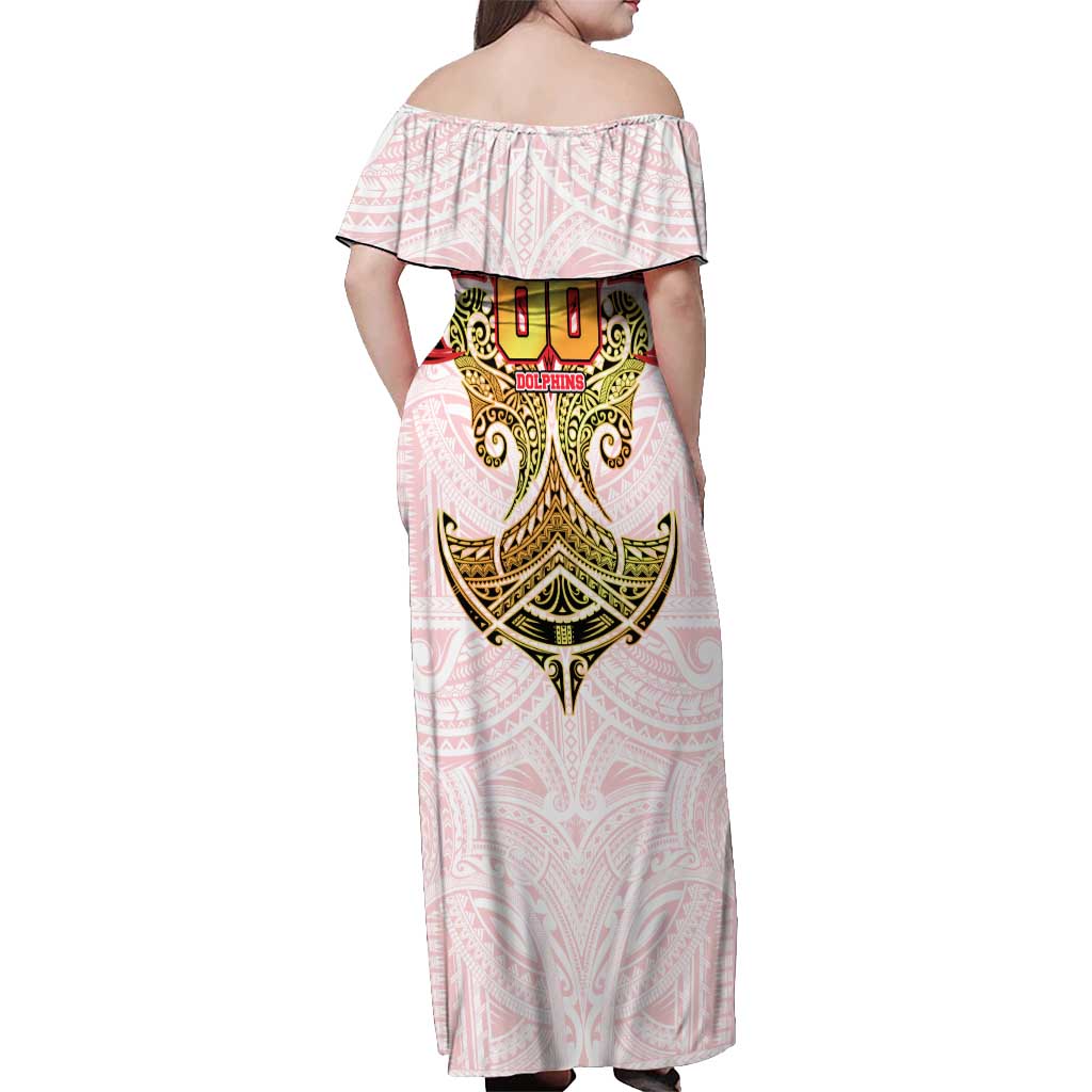 Personalized Dolphins Off Shoulder Maxi Dress Polynesian Tribal Pattern Style