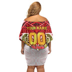 Personalized Dolphins Off Shoulder Short Dress Polynesian Tribal Pattern Style