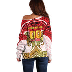 Personalized Dolphins Off Shoulder Sweater Polynesian Tribal Pattern Style