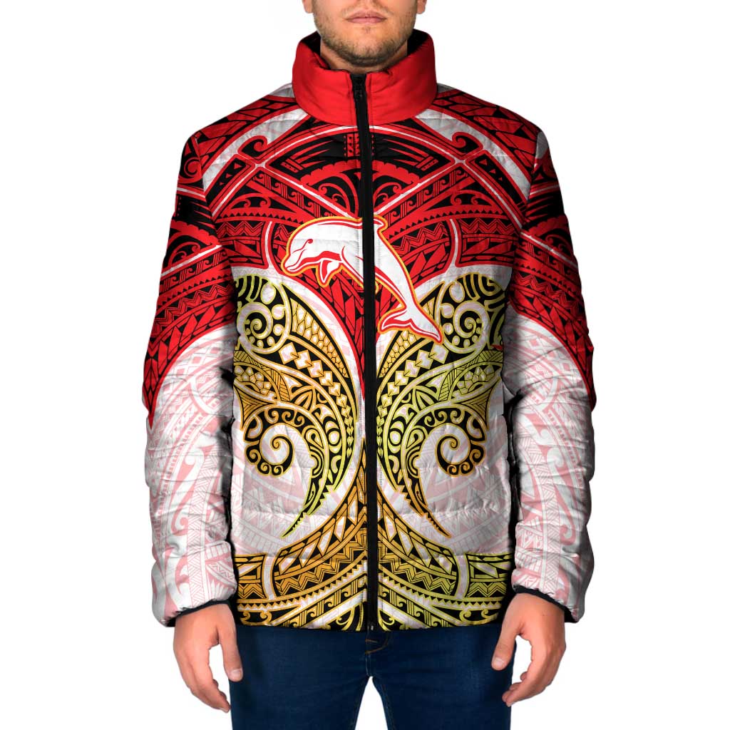 Personalized Dolphins Padded Jacket Polynesian Tribal Pattern Style