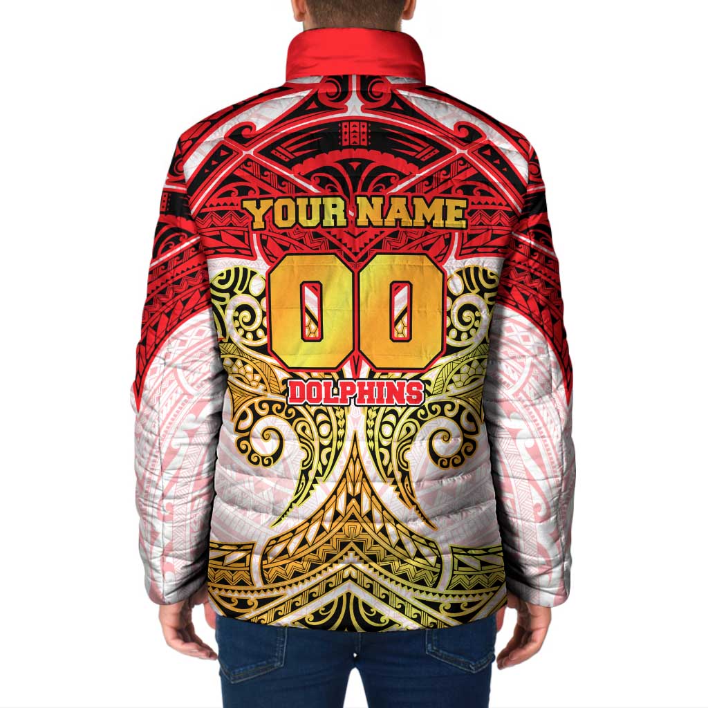 Personalized Dolphins Padded Jacket Polynesian Tribal Pattern Style
