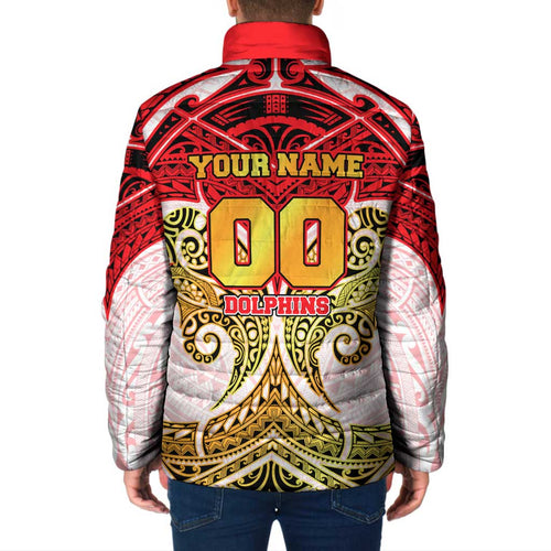 Personalized Dolphins Padded Jacket Polynesian Tribal Pattern Style