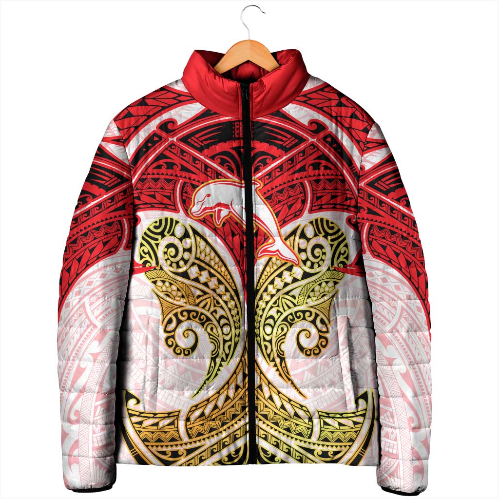 Personalized Dolphins Padded Jacket Polynesian Tribal Pattern Style