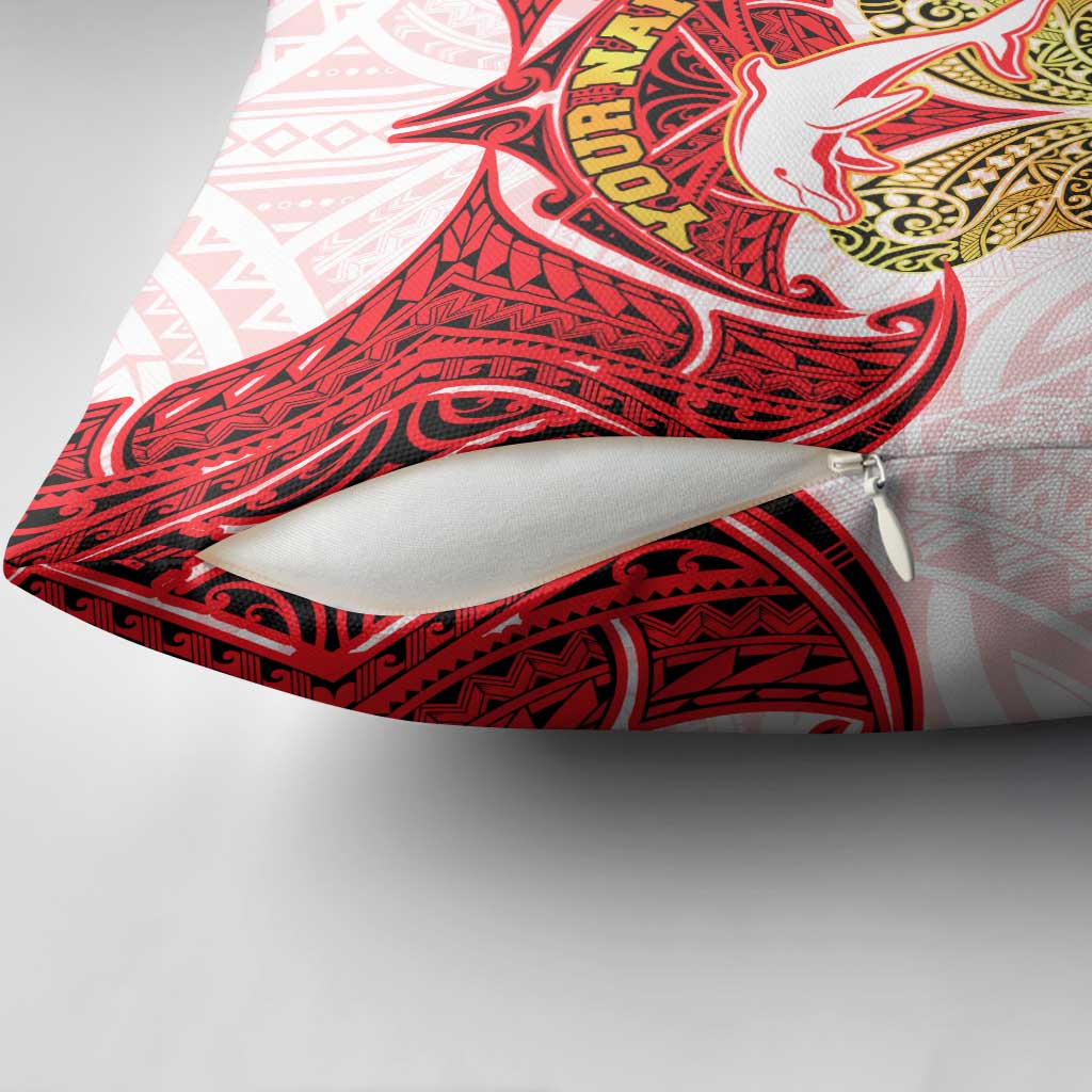 Personalized Dolphins Pillow Cover Polynesian Tribal Pattern Style