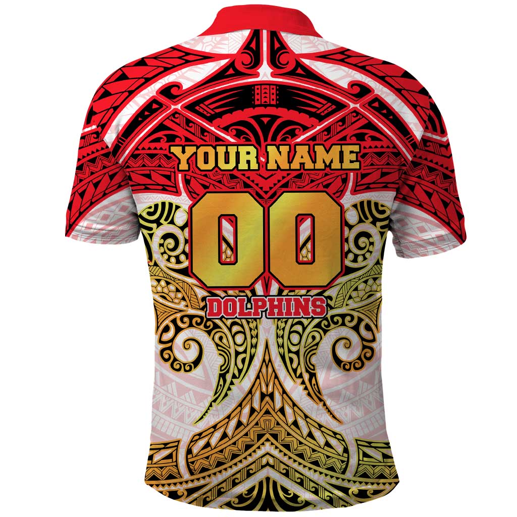 Personalized Dolphins Polo Shirt Polynesian Tribal Pattern Style