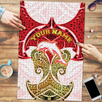 Personalized Dolphins Puzzle Polynesian Tribal Pattern Style