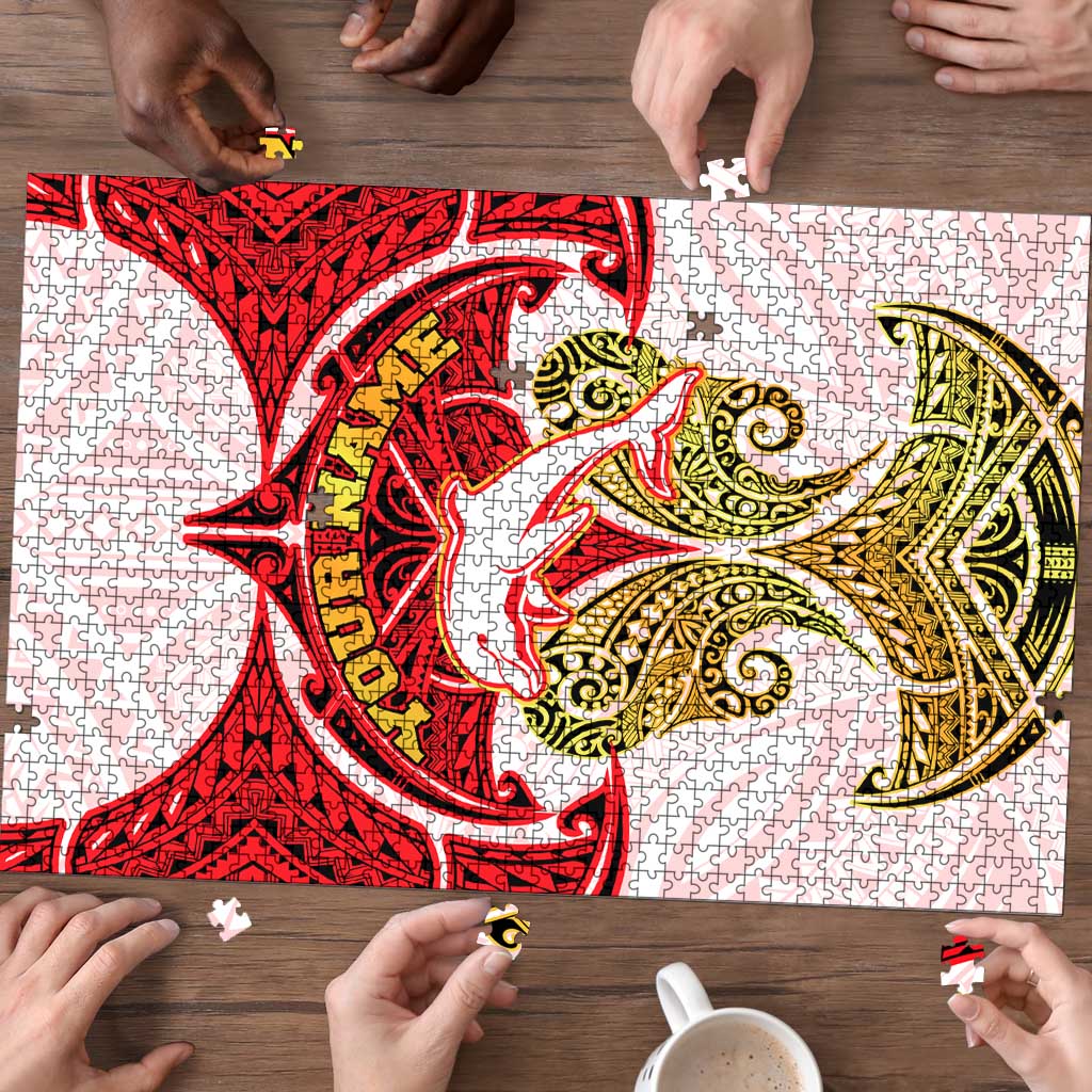 Personalized Dolphins Puzzle Polynesian Tribal Pattern Style