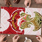 Personalized Dolphins Puzzle Polynesian Tribal Pattern Style
