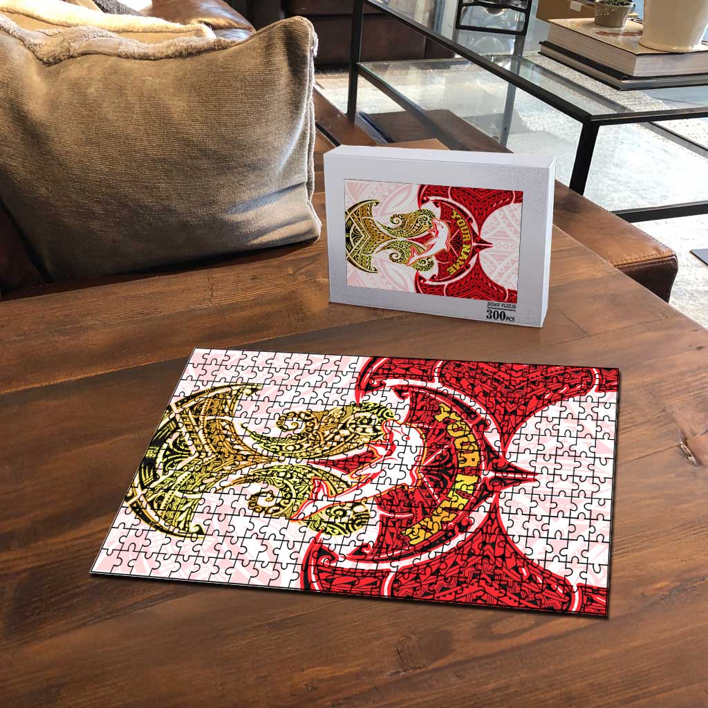 Personalized Dolphins Puzzle Polynesian Tribal Pattern Style