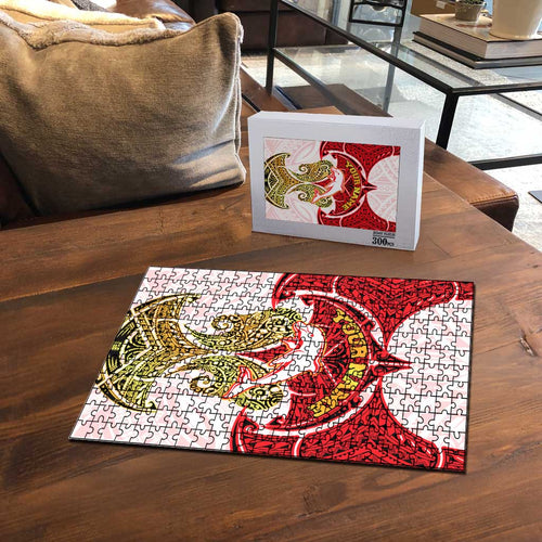 Personalized Dolphins Puzzle Polynesian Tribal Pattern Style