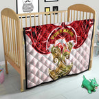 Personalized Dolphins Quilt Polynesian Tribal Pattern Style