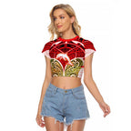 Personalized Dolphins Raglan Cropped T Shirt Polynesian Tribal Pattern Style