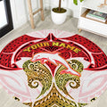 Personalized Dolphins Round Carpet Polynesian Tribal Pattern Style