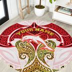 Personalized Dolphins Round Carpet Polynesian Tribal Pattern Style