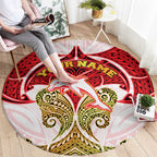Personalized Dolphins Round Carpet Polynesian Tribal Pattern Style