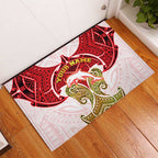 Personalized Dolphins Rubber Doormat Polynesian Tribal Pattern Style