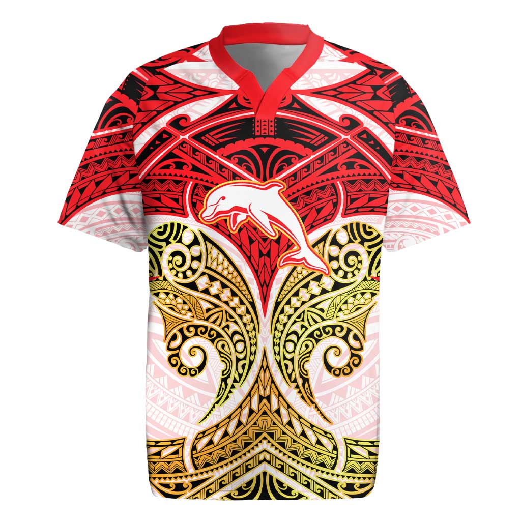 Personalized Dolphins Rugby Jersey Polynesian Tribal Pattern Style